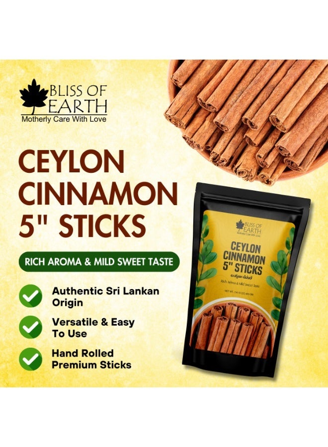 BLISS OF EARTH 200gm Ceylon Cinnamon Dalchini 5" Cut Sticks True Cinnamon Raw From Sri Lanka Original Whole Spice for Tea & Cooking - Image 2